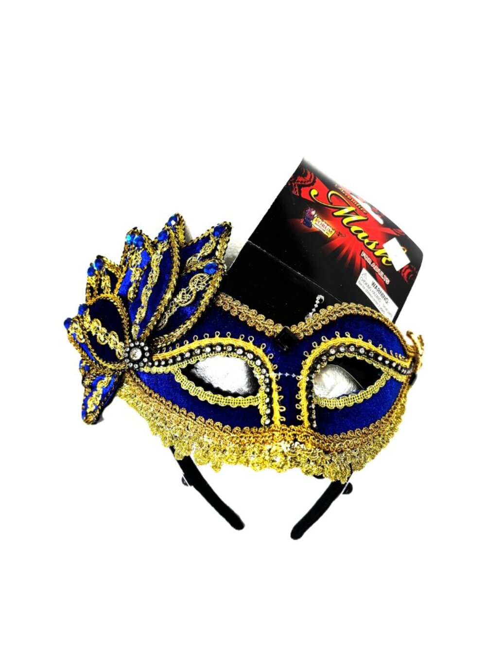 Venetian Blue Velvet Gold Carnival Mask NWT
